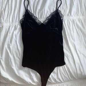 Velour Black Lace Bodysuit
